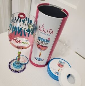 NIB Lolita Love My Wine "Best Friends Always" Wine Glass, Birthday, All Occasion